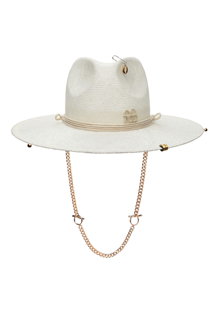 Pierced Chain Strap Fedora Hat